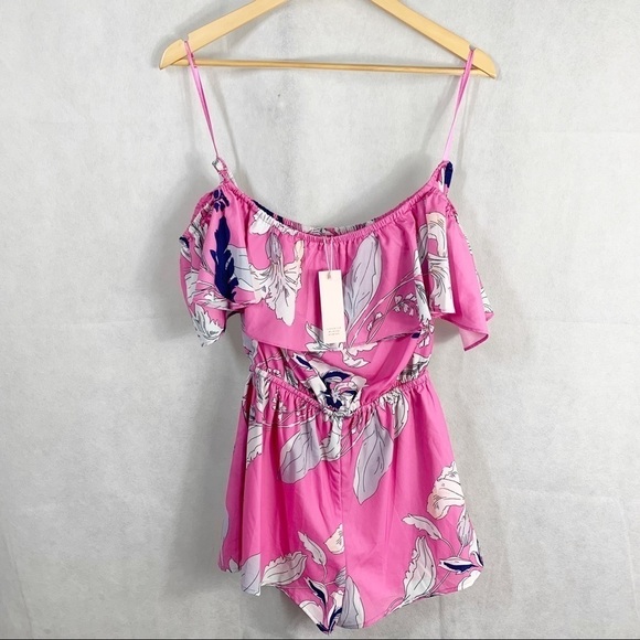 Yumi Kim Pink floral print off shoulder romper - Picture 8 of 9